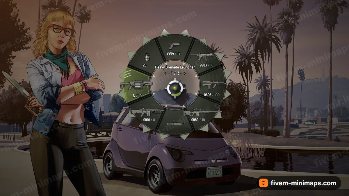 Predator weapon wheel in the Swamp palette