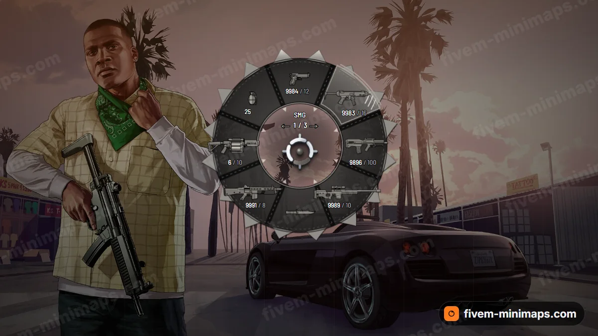 Predator weapon wheel in the Ash hunter palette