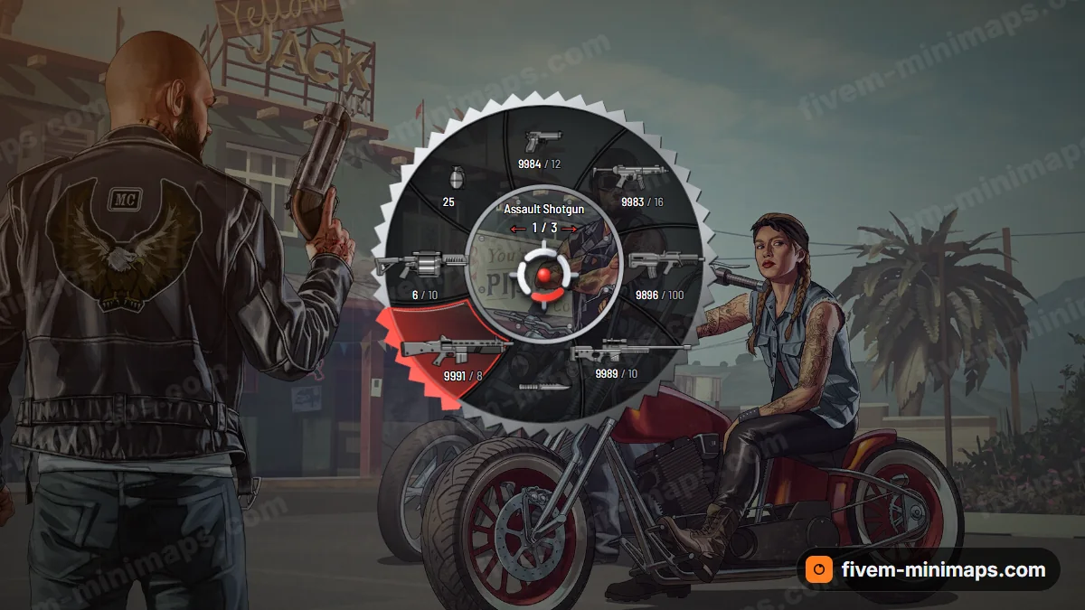 Razor weapon wheel in the Bloodsaw palette