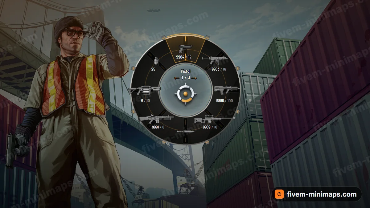 Reactor weapon wheel in the Amber core palette