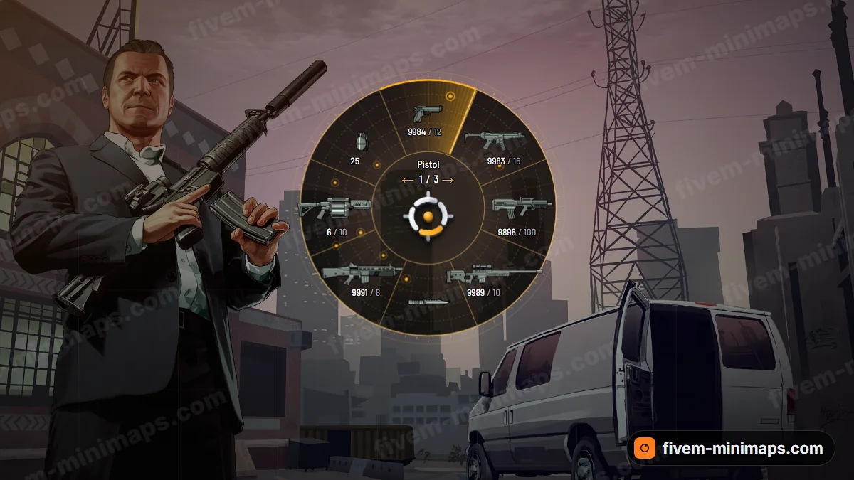 Recon weapon wheel in the Amber palette