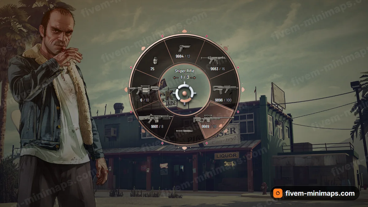 Royal weapon wheel in the Rose gold palette