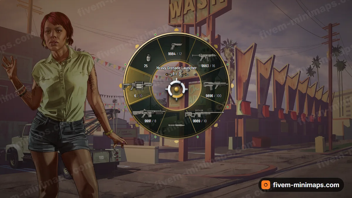 Royal weapon wheel in the Emerald palette