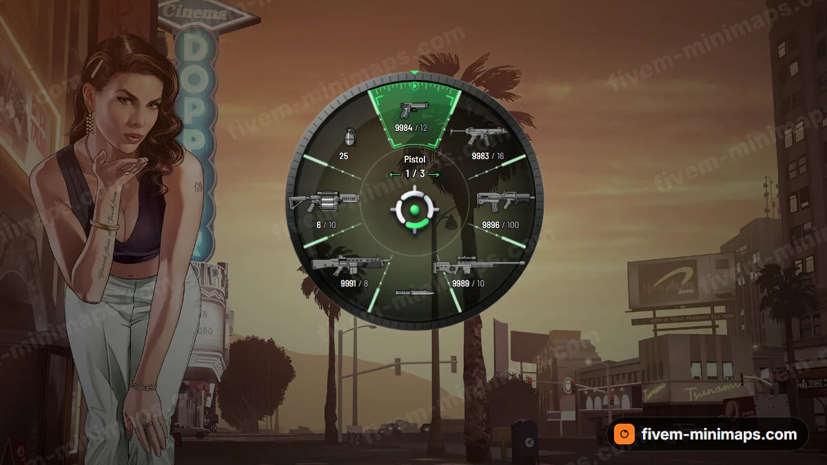 Scope weapon wheel in the Night ops palette
