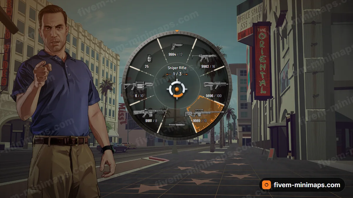 Scope weapon wheel in the Desert palette