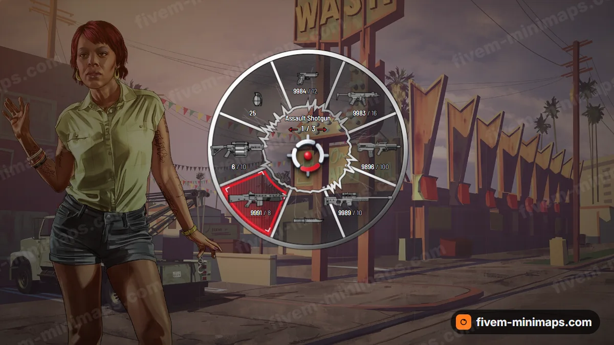 Shattered weapon wheel in the Blood palette