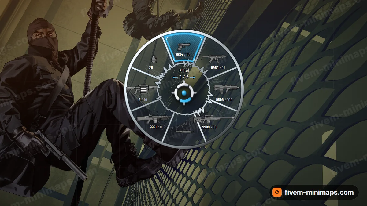 Shattered weapon wheel in the Ice palette