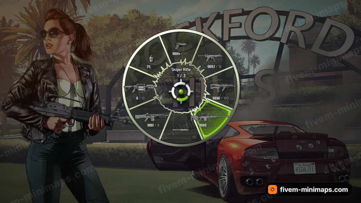 Shattered weapon wheel in the Toxic palette