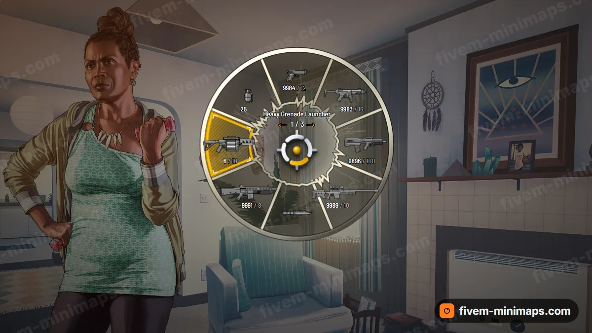 Shattered weapon wheel in the Gold palette