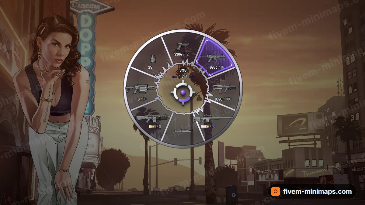 Shattered weapon wheel in the Royal palette