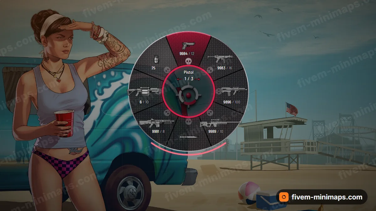 Skull Carbon weapon wheel in the Crimson palette