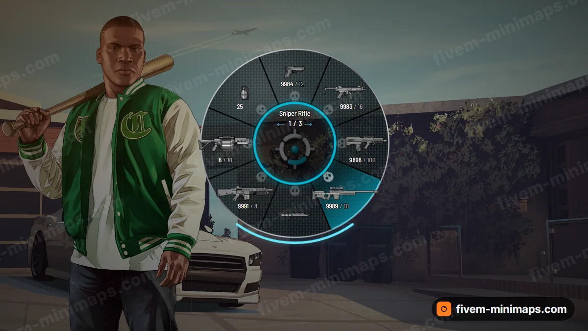 Skull Carbon weapon wheel in the Cyan palette