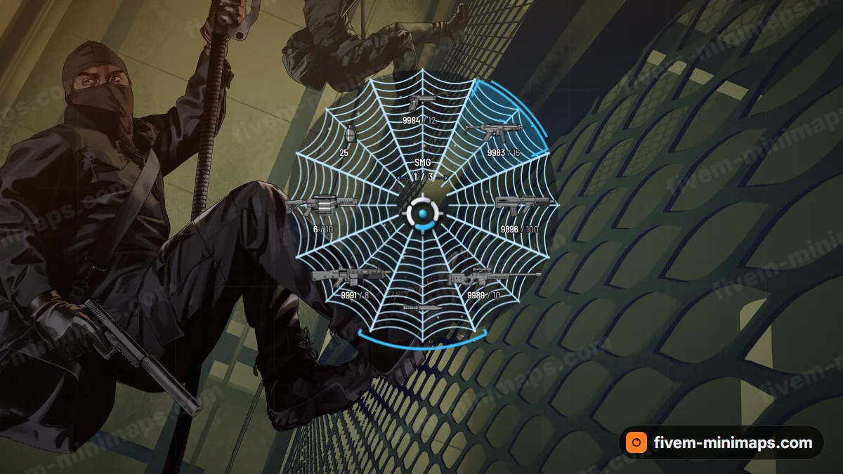 Spider Web weapon wheel in the Ghost palette
