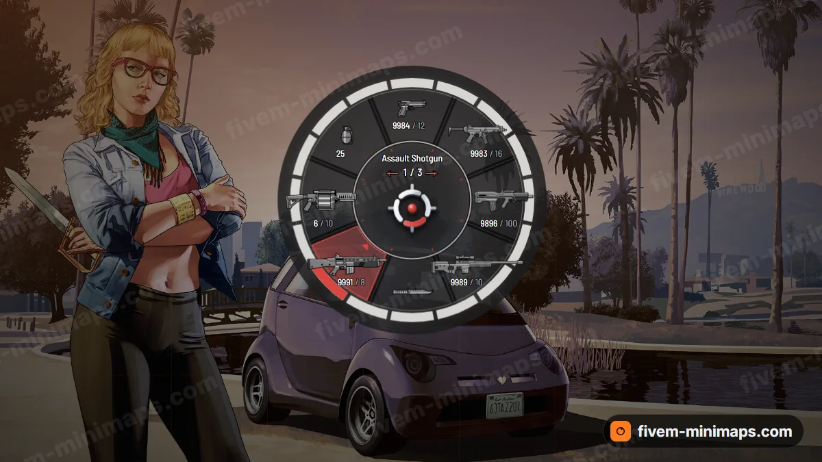 Stencil weapon wheel in the Crew red palette