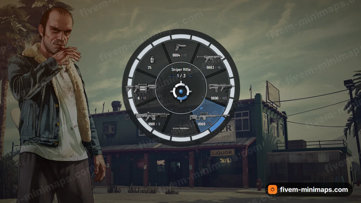 Stencil weapon wheel in the Cold blue palette