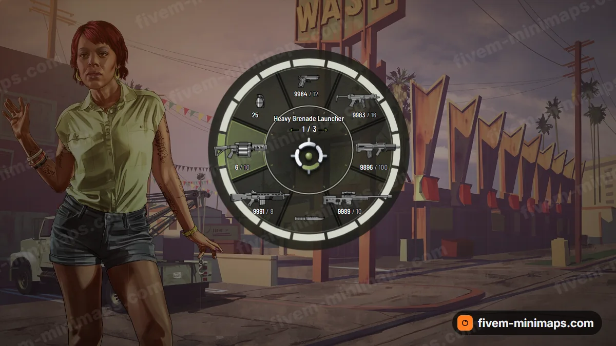Stencil weapon wheel in the Olive palette