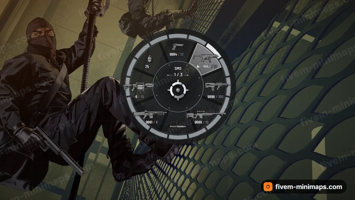 Stencil weapon wheel in the Blackout palette