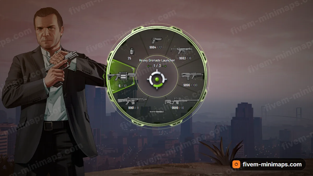 Tech Frame weapon wheel in the Lime palette