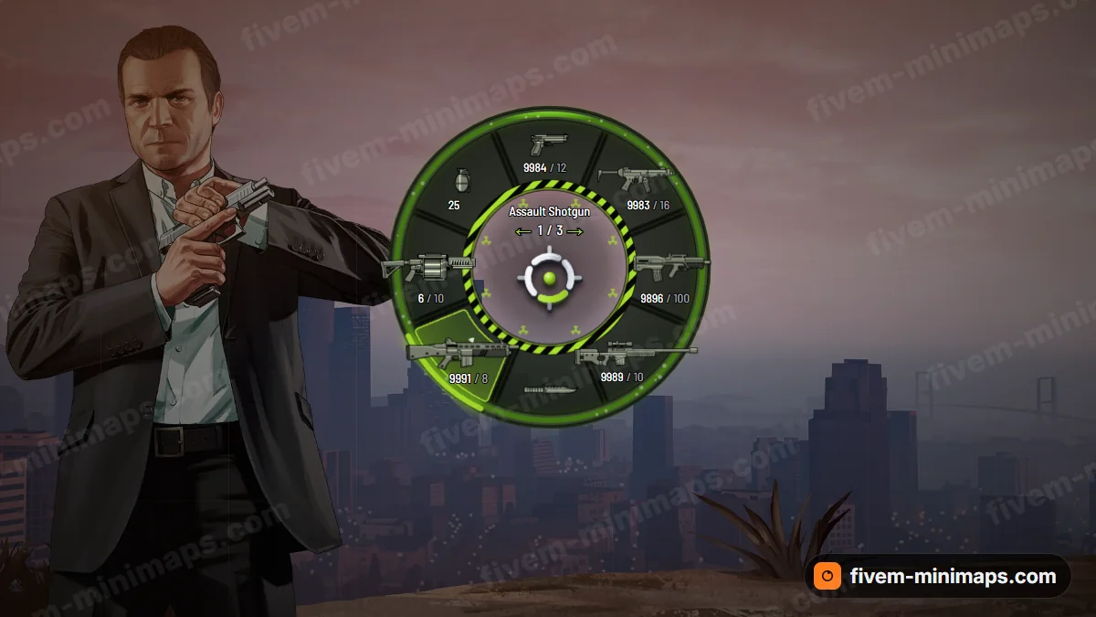 Toxic weapon wheel in the Biohazard palette