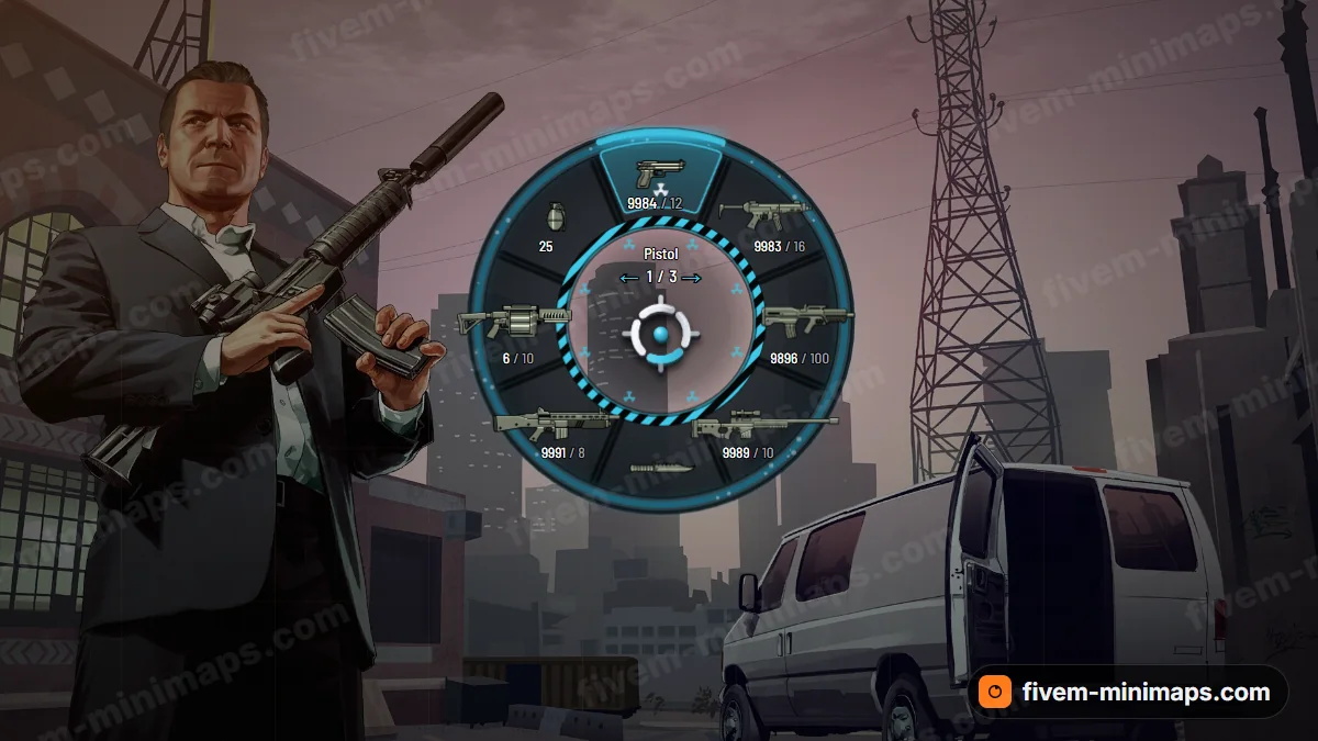 Toxic weapon wheel in the Chem blue palette