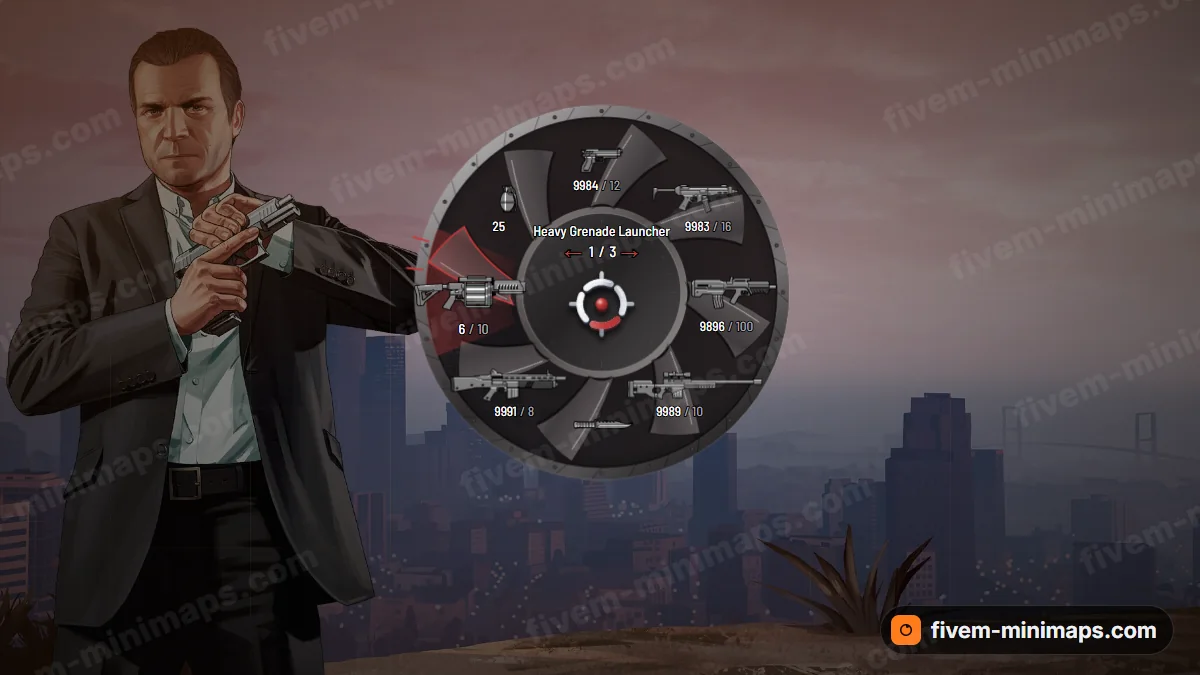 Turbine weapon wheel in the Crimson jet palette