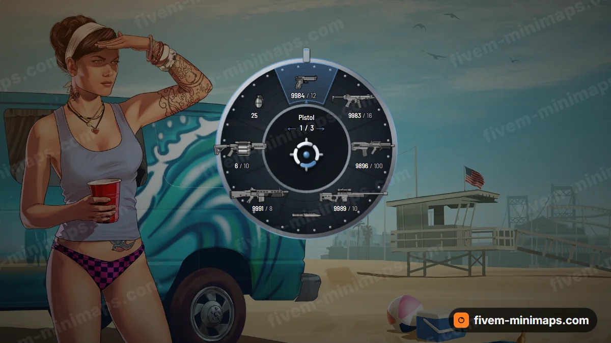 Vault weapon wheel in the Blue steel palette